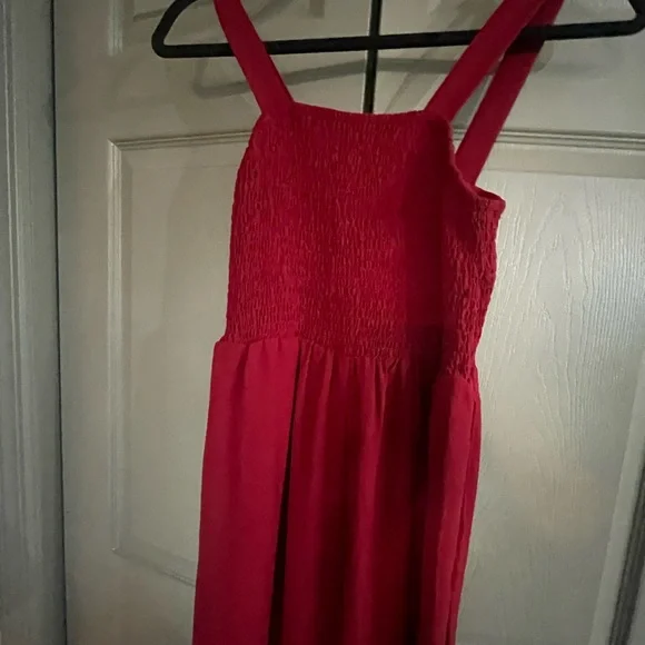 Burgundy Palazzo Jumpsuit with Smocked Bodice - Picture 5 of 5